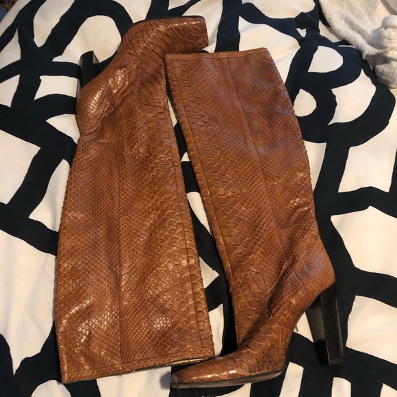 Dolce&Gabbana snakeskin square toe tall boot sz 41 - Picture 1 of 5